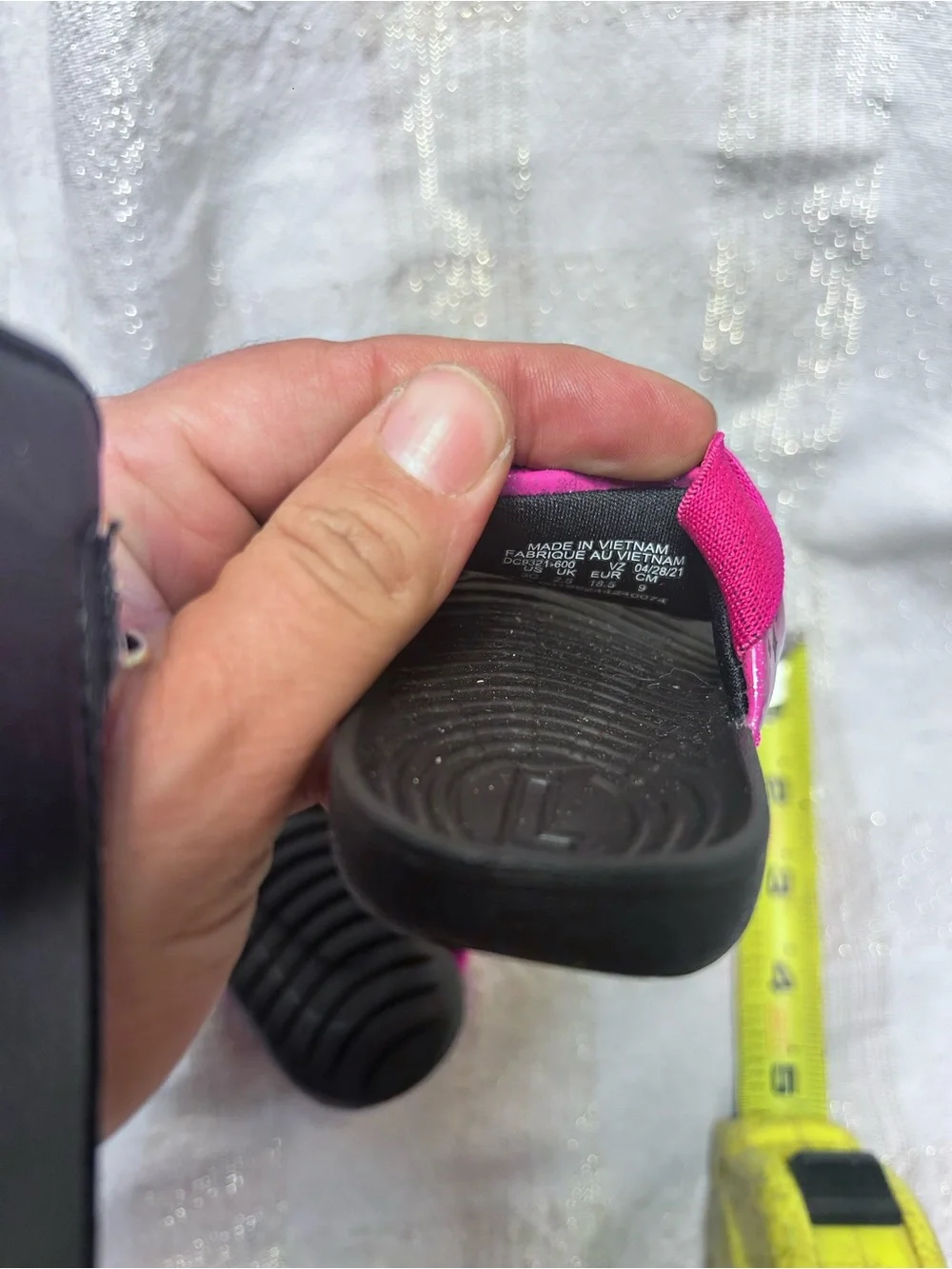 Nike Kids Pink and Black Slide Sandals